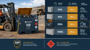 500L Heavy-Duty Diesel Transfer Tank Buying Guide — MEBIUSE MBS600L specifications, ADR compliance, and applications for mining and construction