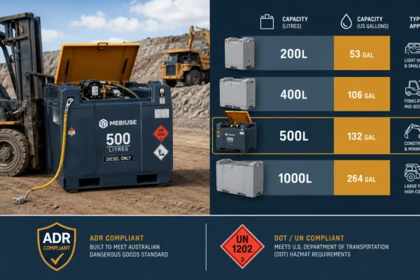 500L Heavy-Duty Diesel Transfer Tank Buying Guide — MEBIUSE MBS600L specifications, ADR compliance, and applications for mining and construction