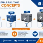 MOQ for OEM portable fuel tanks: MEBIUSE flexible minimum order quantity options infographic